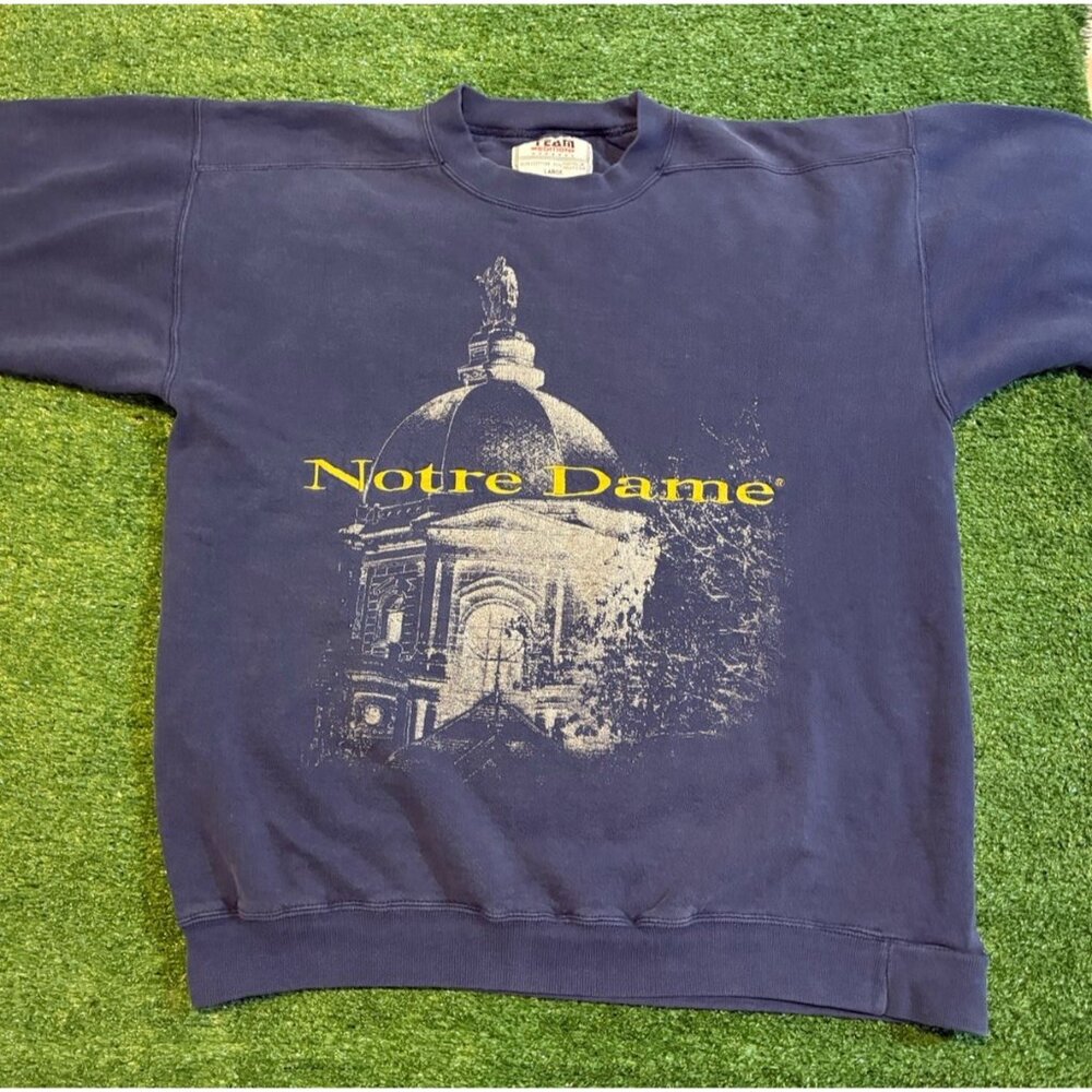 Vintage Notre Dame Fighting Irish sweatshirt mens large blue gold crewneck 90s D - Picture 2 of 12